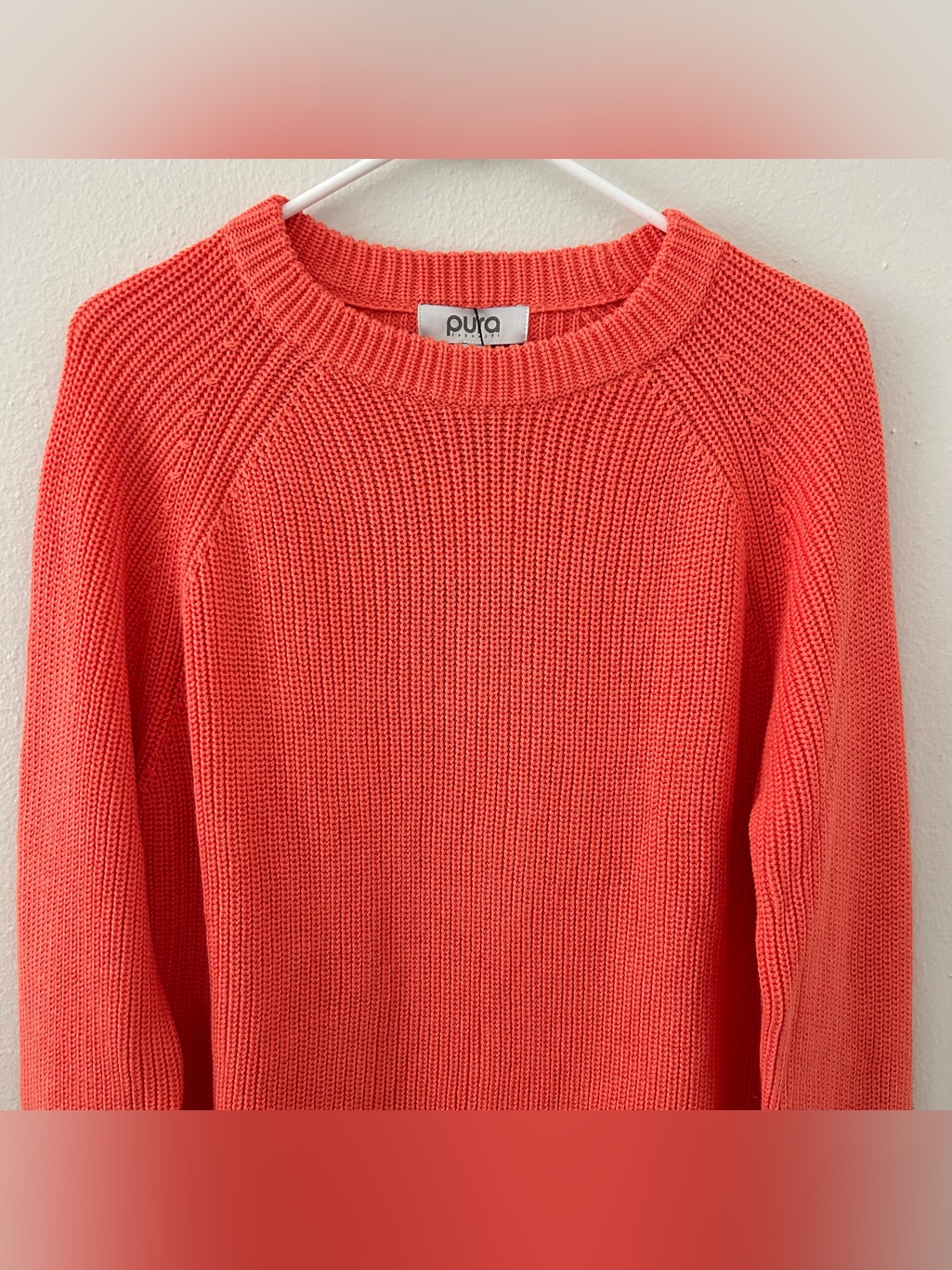 Pura Cashmere 100% Supima Cotton Knit Pullover Sweater Women’s Xl Coastal Peach — image 2 of 8